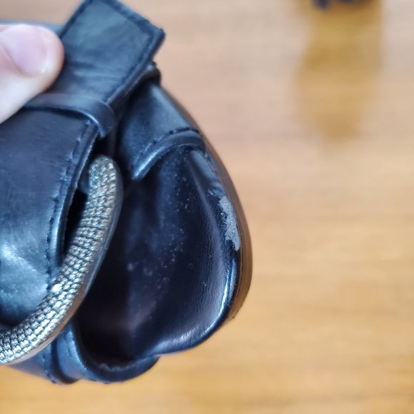 Tahari | Brigitte Black Buckle Peep Toe High Heels | Size 10 - Picture 10 of 12